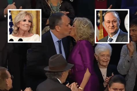 Feb 8, 2023 · First lady Jill Biden and second gentleman Doug Emhoff shared a kiss before President Joe Biden delivered his second State of the Union address. 